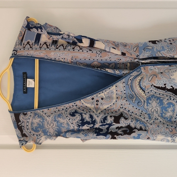 Silk Vintage Wrap Ruffle Dress with paisley pattern - Picture 2 of 7